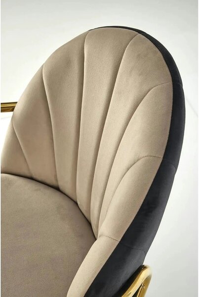 Scaun tapitat K500, bej/auriu, stofa catifelata, 53x57x80 cm