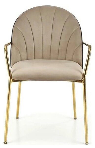 Scaun tapitat K500, bej/auriu, stofa catifelata, 53x57x80 cm