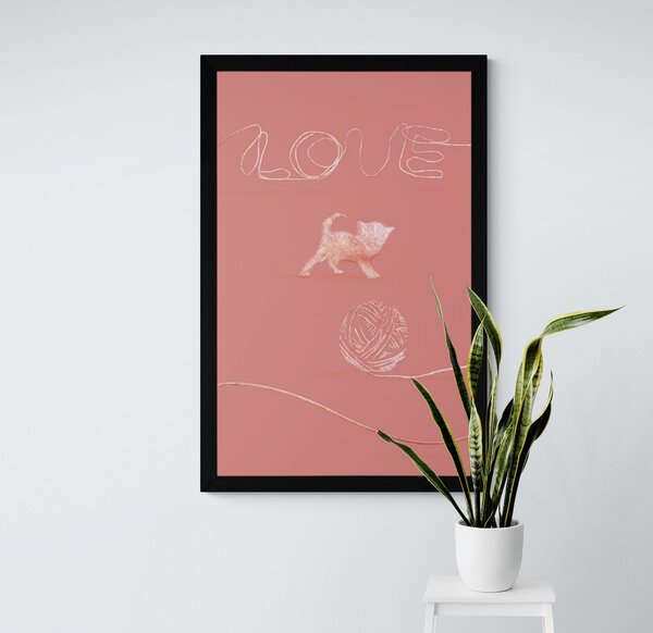 Poster pisoi cu o minge și inscripție Love