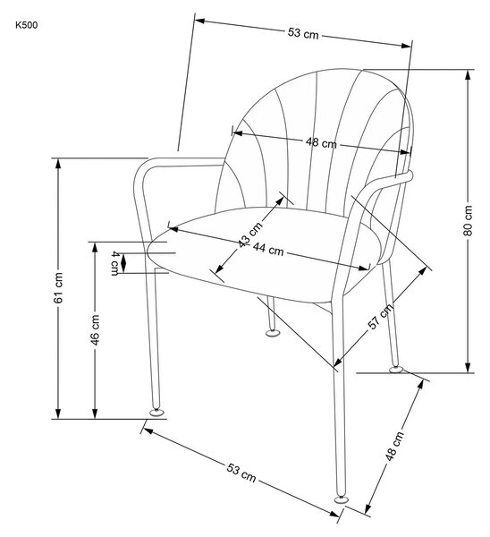 Scaun tapitat K500, bej/auriu, stofa catifelata, 53x57x80 cm