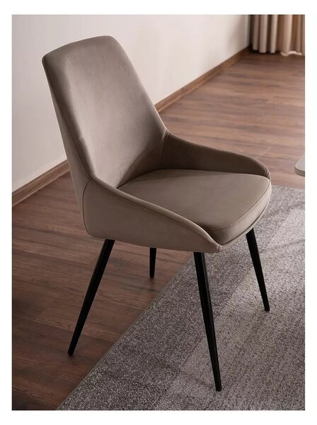 Scaun pentru living COBE, bej/negru, stofa catifelata/metal, 49x43x85