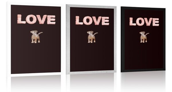 Poster cățel cu inscripție Love
