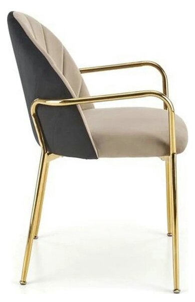 Scaun tapitat K500, bej/auriu, stofa catifelata, 53x57x80 cm