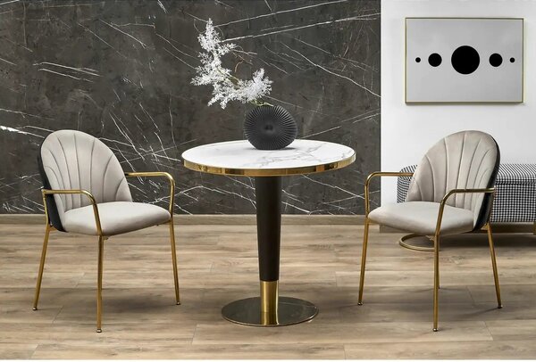 Scaun tapitat K500, bej/auriu, stofa catifelata, 53x57x80 cm