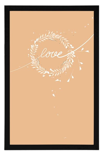 Poster cu inscripția Love în design minimalist