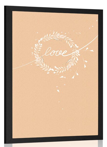 Poster cu inscripția Love în design minimalist