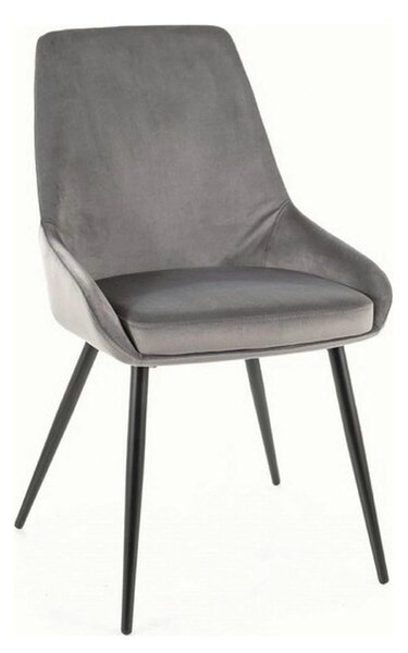 Scaun COBE, stofa catifelata gri/negru, 49x43x85 cm