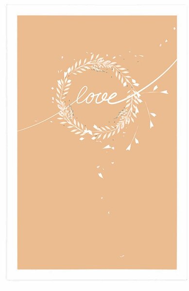 Poster cu inscripția Love în design minimalist