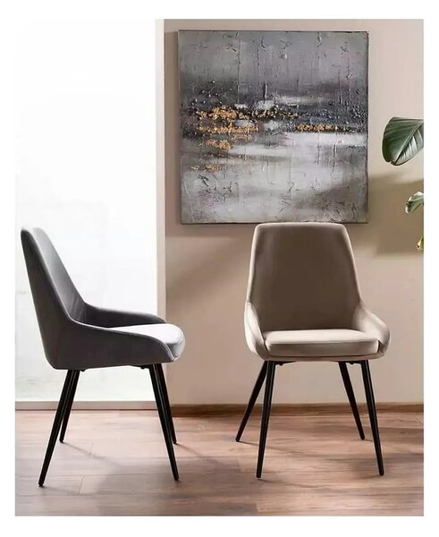 Scaun COBE, stofa catifelata gri/negru, 49x43x85 cm