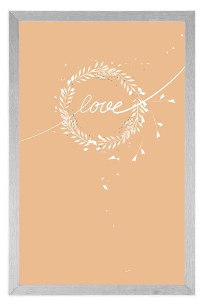 Poster cu inscripția Love în design minimalist