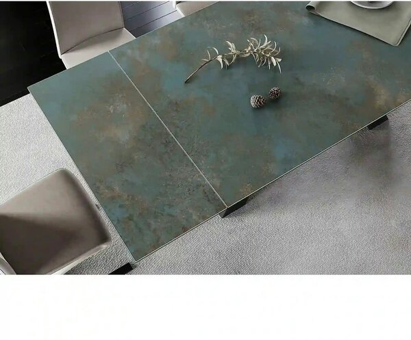Masa moderna dining WESTIN CERAMIC, sticla securizata/ceramica, turcoa