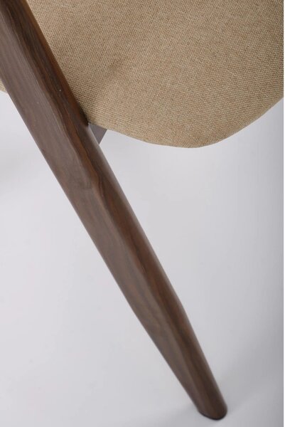 Scaun tapitat modern K344, bej/nuc, stofa clasica/metal, 51x57x82 cm