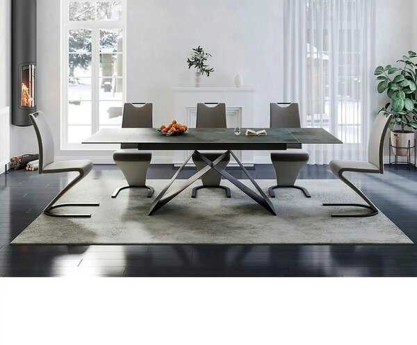 Masa moderna dining WESTIN CERAMIC, sticla securizata/ceramica, turcoa