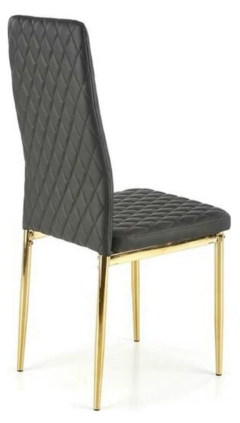 Scaun tapitat K501, negru/auriu, piele ecologica/metal, 40x50x98 cm