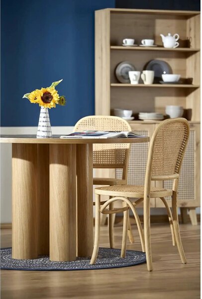 Scaun K502, stejar, ratan natural/lemn, 45x50x89 cm