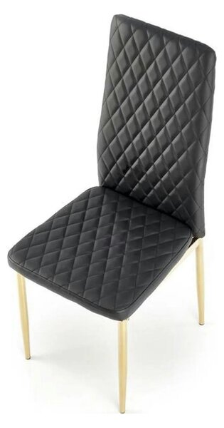 Scaun tapitat K501, negru/auriu, piele ecologica/metal, 40x50x98 cm