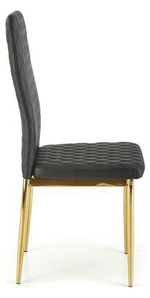 Scaun tapitat K501, negru/auriu, piele ecologica/metal, 40x50x98 cm