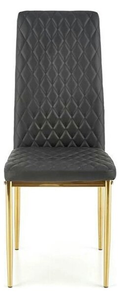 Scaun tapitat K501, negru/auriu, piele ecologica/metal, 40x50x98 cm