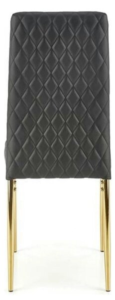 Scaun tapitat K501, negru/auriu, piele ecologica/metal, 40x50x98 cm