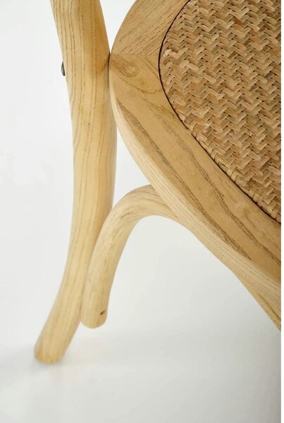 Scaun K502, stejar, ratan natural/lemn, 45x50x89 cm