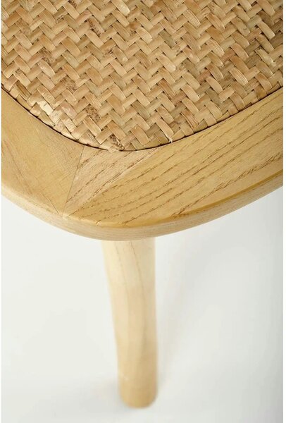 Scaun K502, stejar, ratan natural/lemn, 45x50x89 cm