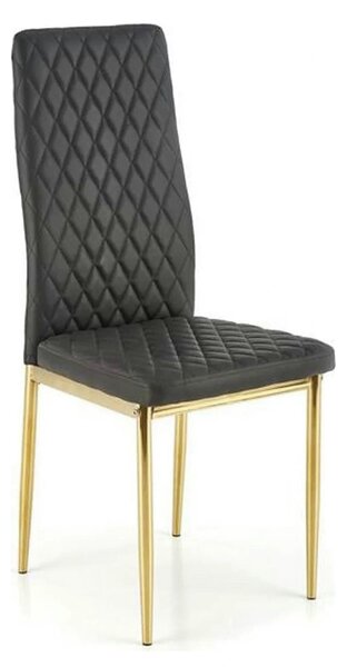 Scaun tapitat K501, negru/auriu, piele ecologica/metal, 40x50x98 cm