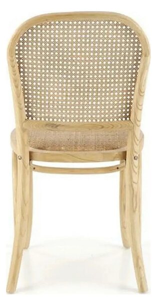 Scaun K502, stejar, ratan natural/lemn, 45x50x89 cm