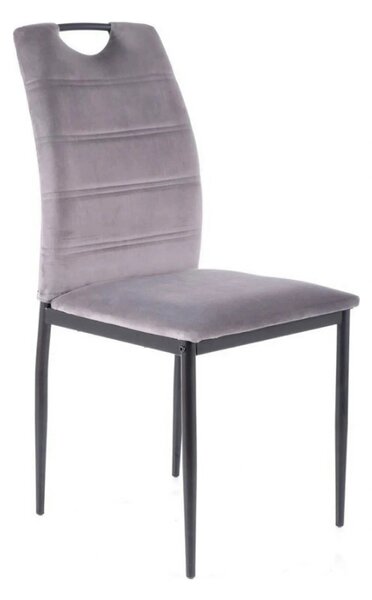 Scaun RIP, gri/negru, stofa catifelata/metal, 44x38x92 cm