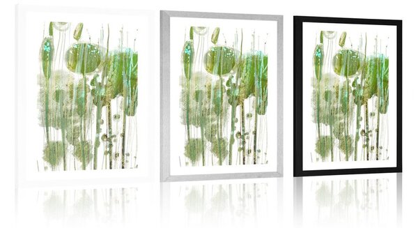 Poster cu passepartout abstracția verde a copacilor