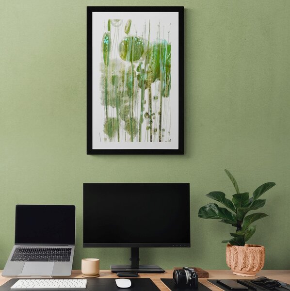 Poster cu passepartout abstracția verde a copacilor