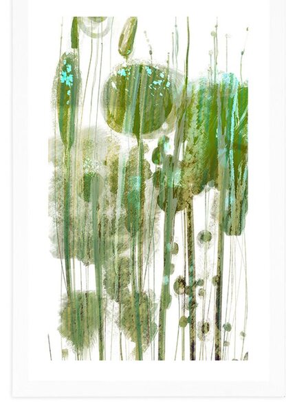 Poster cu passepartout abstracția verde a copacilor