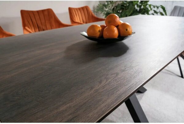 Masa extensibila moderna COLUMBUS CERAMIC, maro/negru mat, sticla secu