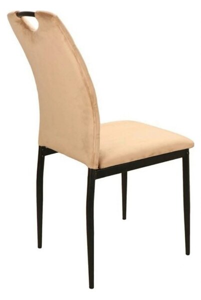 Scaun RIP, bej deschis/negru, stofa catifelata/metal, 44x38x92 cm