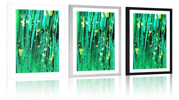 Poster cu passepartout farmecul verde al florilor