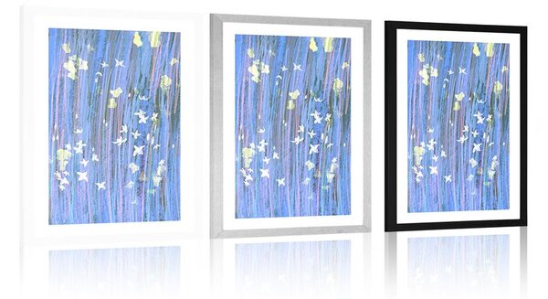 Poster cu passepartout abstracția florilor în design violet