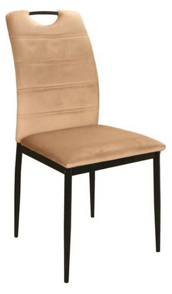 Scaun RIP, bej deschis/negru, stofa catifelata/metal, 44x38x92 cm