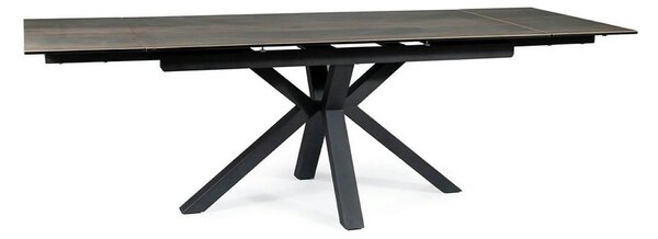 Masa extensibila moderna COLUMBUS CERAMIC, maro/negru mat, sticla secu