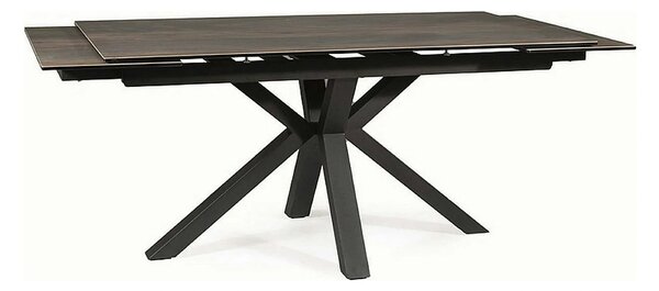 Masa extensibila moderna COLUMBUS CERAMIC, maro/negru mat, sticla secu