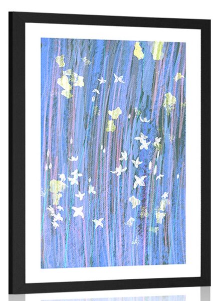 Poster cu passepartout abstracția florilor în design violet