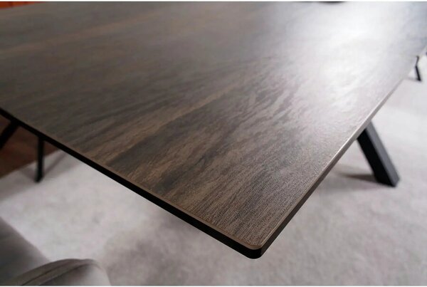 Masa extensibila moderna COLUMBUS CERAMIC, maro/negru mat, sticla secu