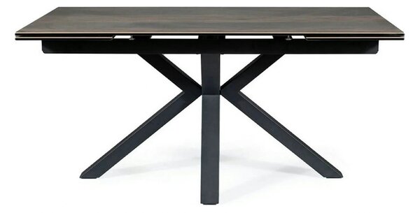 Masa extensibila moderna COLUMBUS CERAMIC, maro/negru mat, sticla secu
