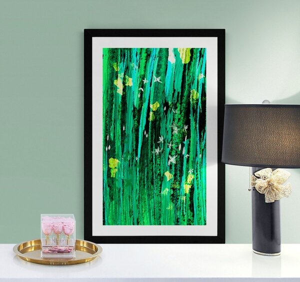 Poster cu passepartout farmecul verde al florilor