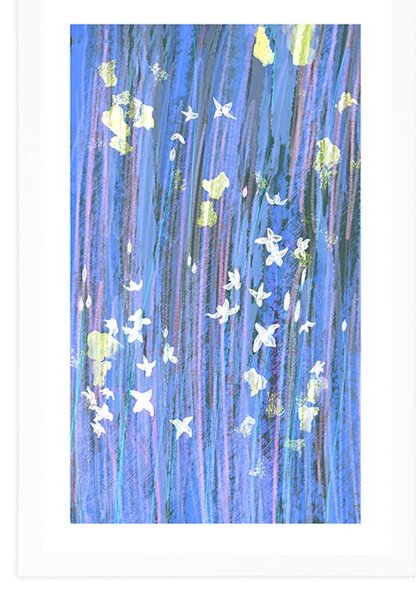 Poster cu passepartout abstracția florilor în design violet