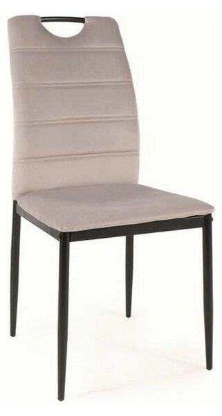 Scaun RIP, gri deschis/negru, stofa catifelata/metal, 44x38x92 cm