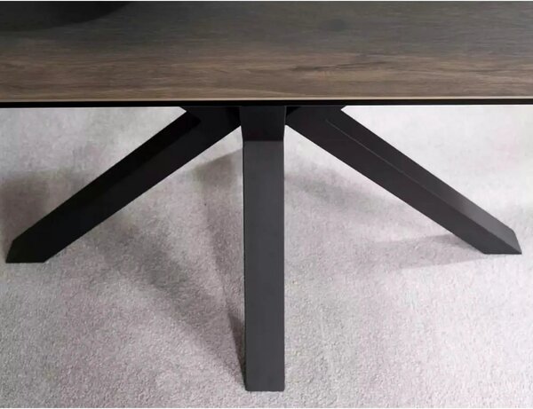 Masa extensibila moderna COLUMBUS CERAMIC, maro/negru mat, sticla secu