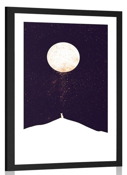 Poster cu passepartout animalul sub luna plină