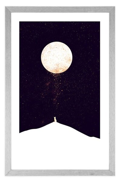 Poster cu passepartout animalul sub luna plină
