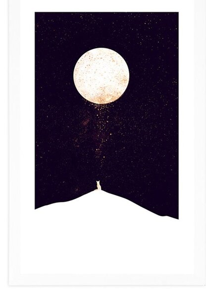 Poster cu passepartout animalul sub luna plină