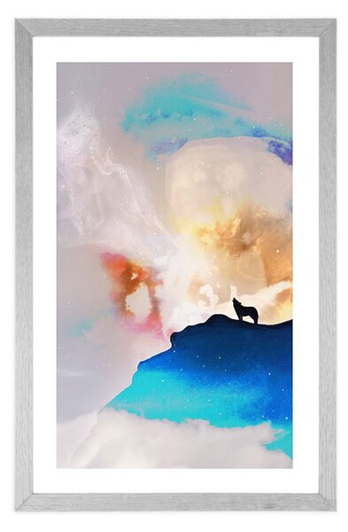 Poster cu passepartout abstracție lupului urlător