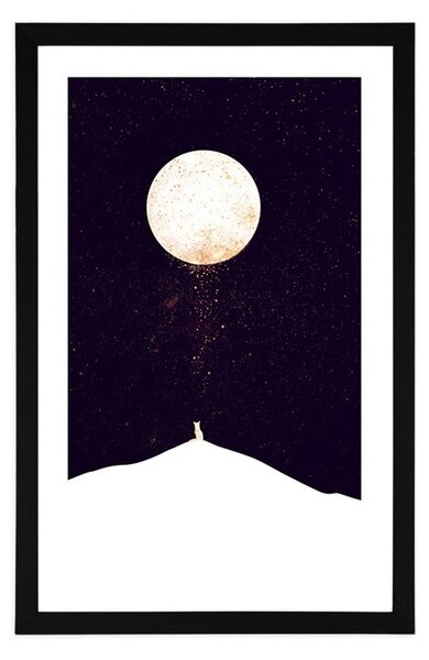 Poster cu passepartout animalul sub luna plină